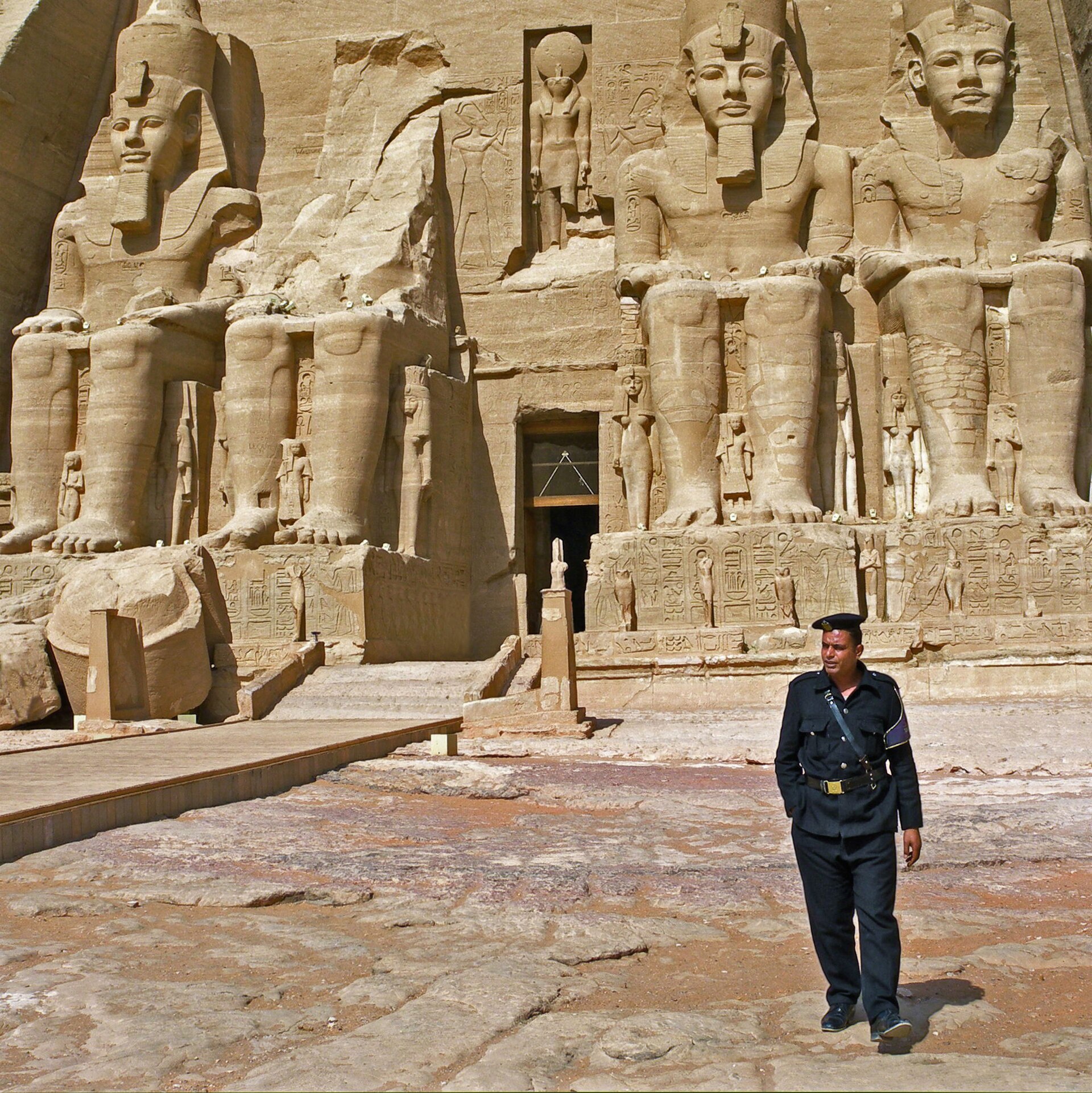A guardsman statue at Abu Simbel