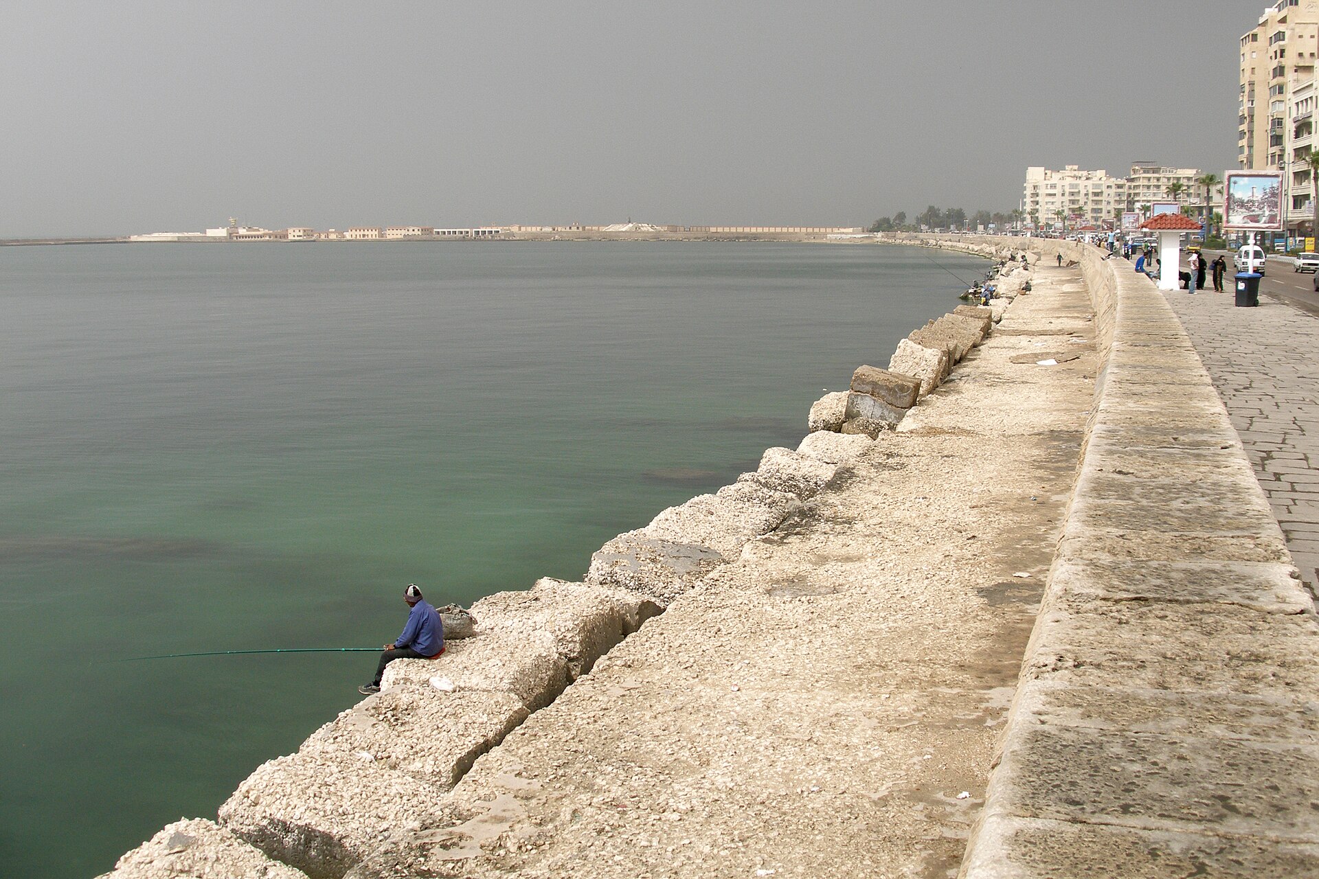 The Mediterranean Corniche of Alexandria with the seafront in late-afternoon light