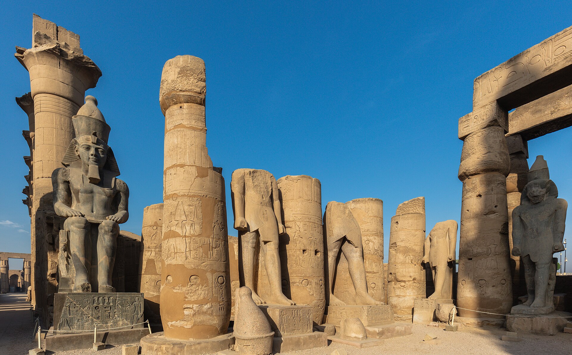 A column of Luxor Temple seen from below